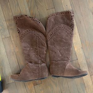 Brown faux Suede Knee-High Boots 8